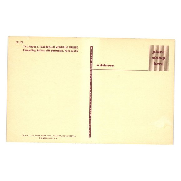 Vintage Postcard Angus L Macdonald Memorial Bridge Nova Scotia Halifax Dartmouth - Picture 2 of 2